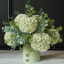 Flower set green hydrangea